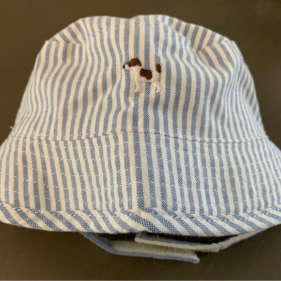 Janie and Jack Railroad Stripe Baby Overalls with Matching Hat, Size 3-6mo - Picture 10 of 12